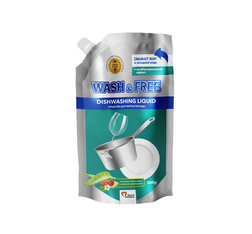 Засіб для ручного миття посуду WASH & FREE алое вера 0,5л